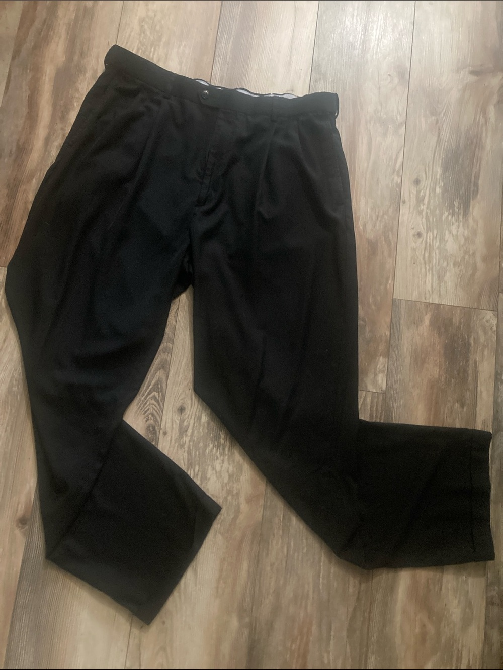 Roundtree & Yorke Easy Care Mens Black Bottom Cuffed Dress Pants Size 36x32